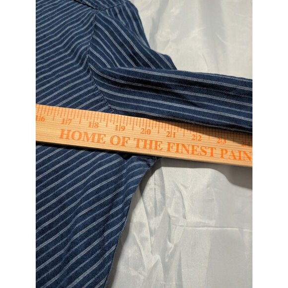 Foxcroft Womens Blue Pinstripe Button-Down Shirt Size 10 Long Sleeve - Picture 3 of 8